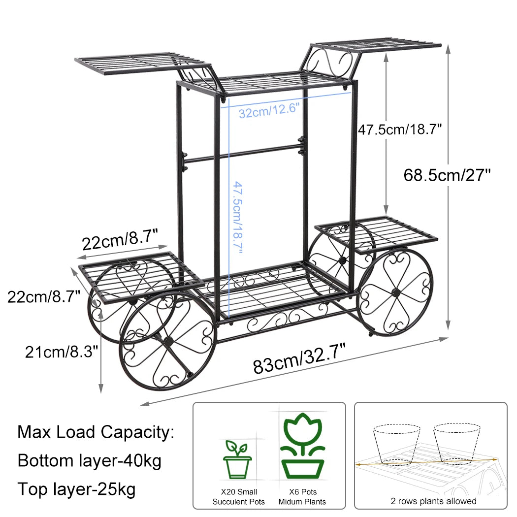 6 Tier Cart, Wrought Iron, Bathroom storage, Plants Display.