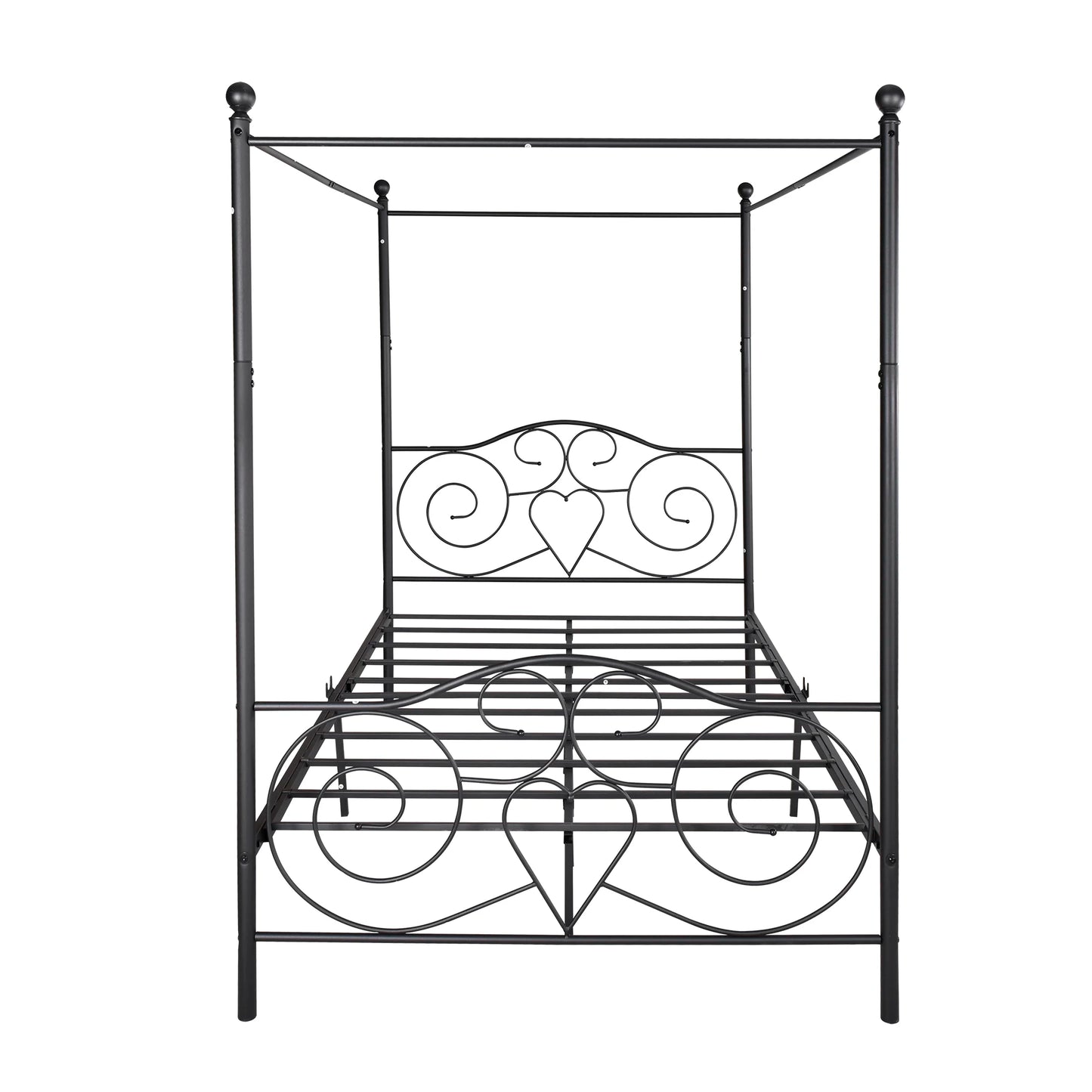 Metal Bed Frame with Vintage Style Headboard & Footboard