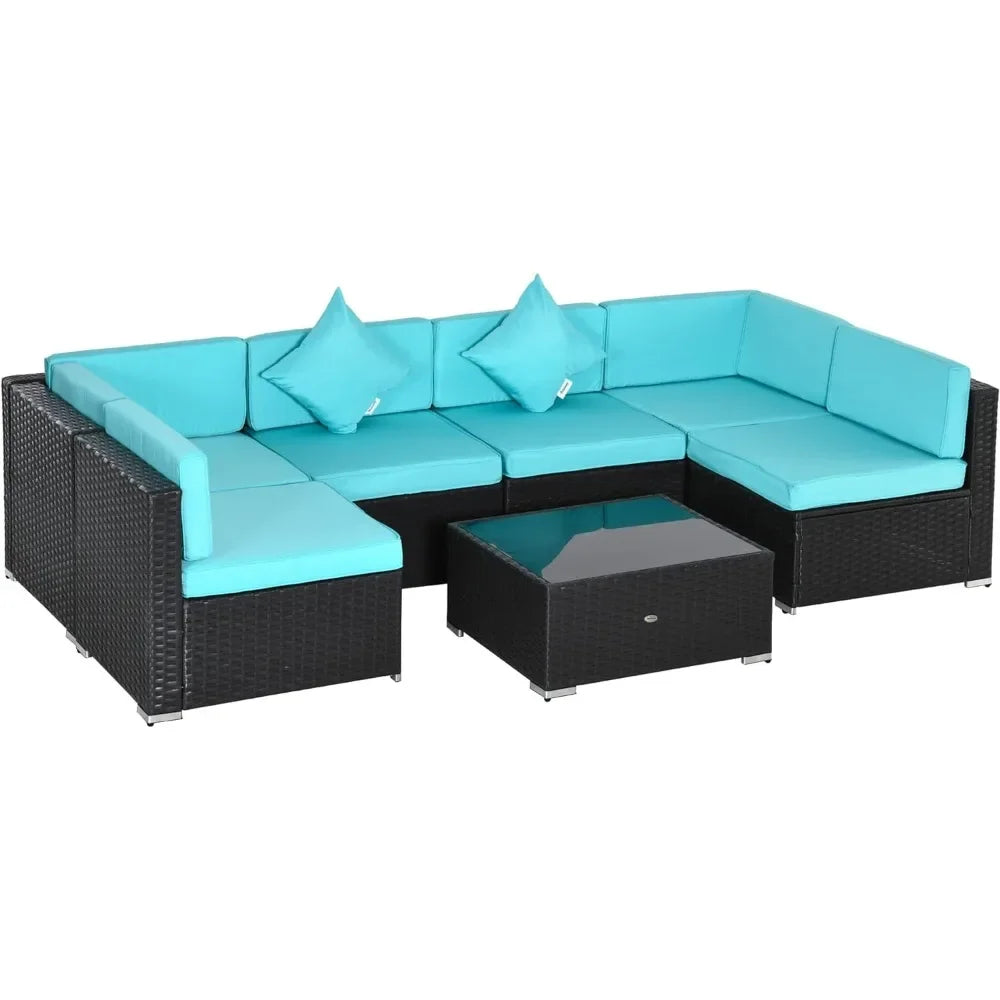 7-Piece Patio Furniture Set. All Weather PE Rattan.