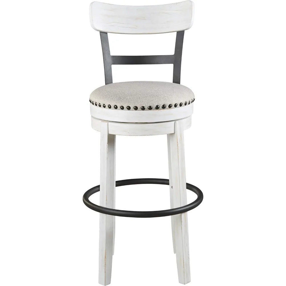 30" Modern Swivel Pub Height Barstool, Whitewash.