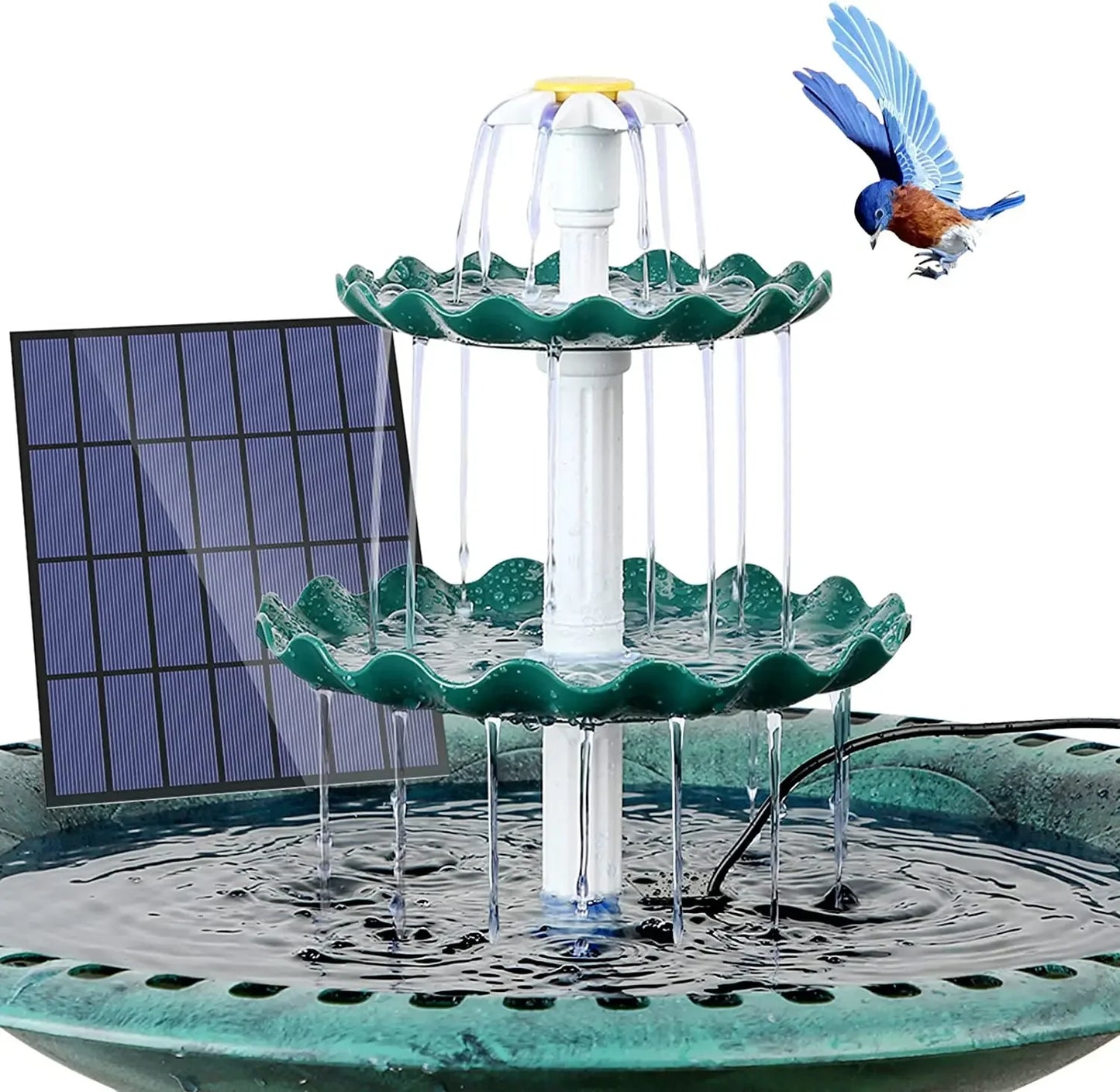 Solar Bird Bath Water Fountain. Water Landscaping Fountain.