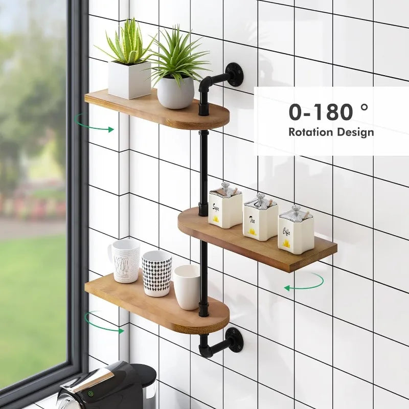 3-Tier Rotating  Wooden Window Plant Shelf.