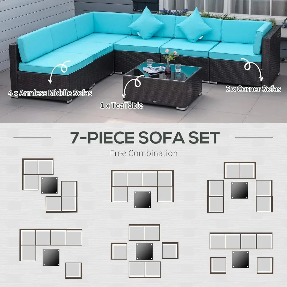 7-Piece Patio Furniture Set. All Weather PE Rattan.