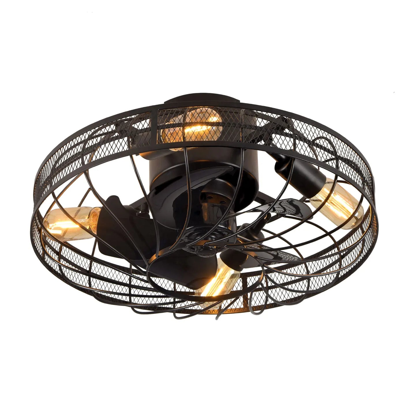 20" Ceiling Fan Light Black Remote Control W/Silent Copper Motor+.