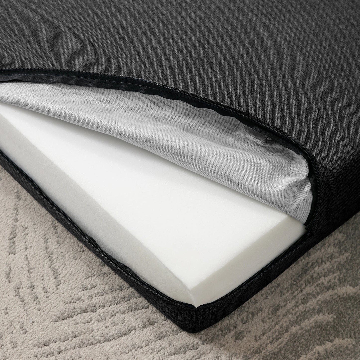 Modern Convertible Upholstered Floor Mattress with Linen, Full Size Memory.