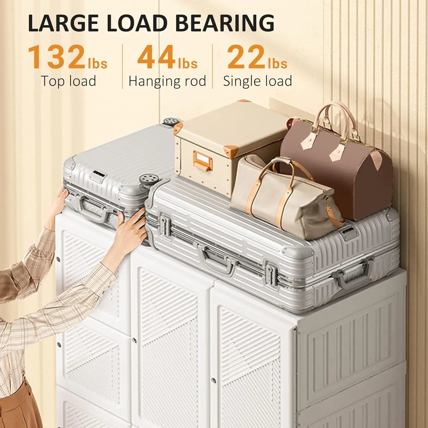 Portable Wardrobe Closet, Folding Armoire, Storage Organizer w/Compartments +