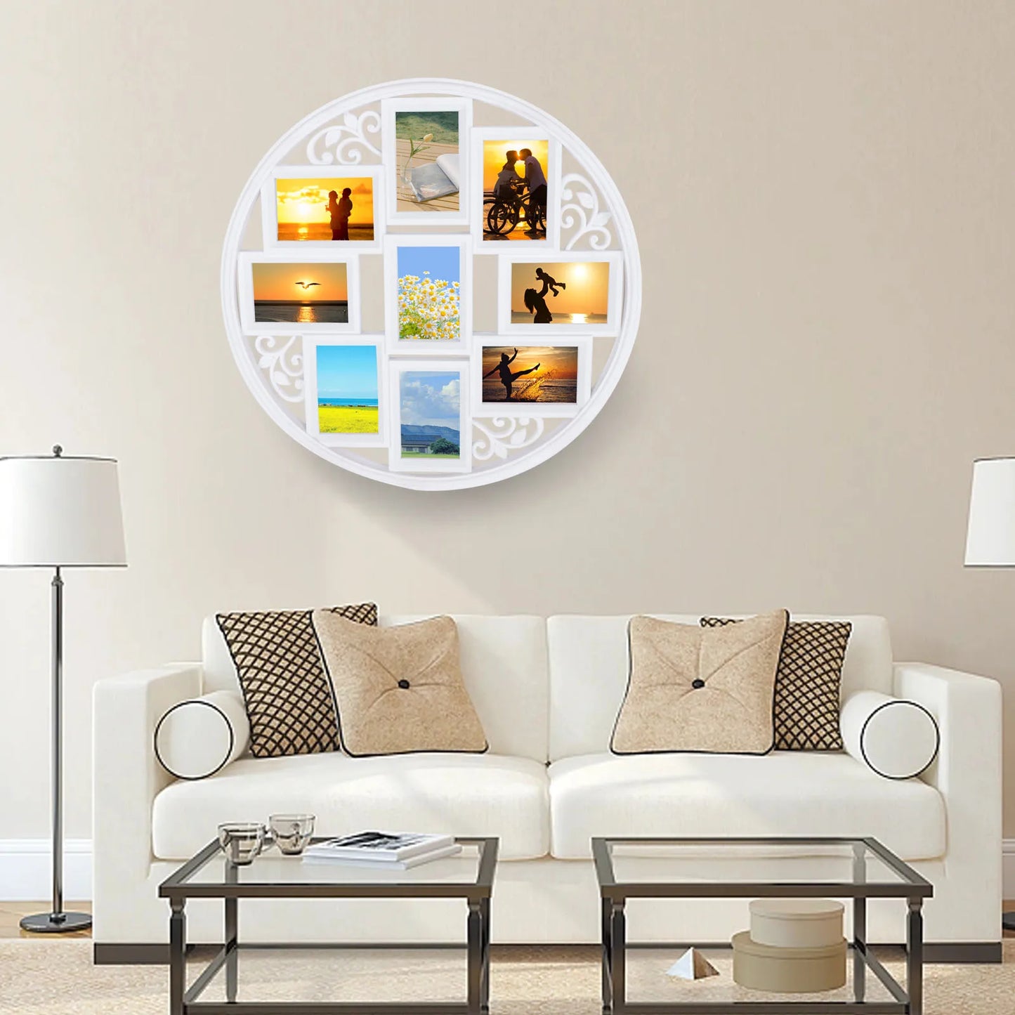 Round Creative Wall Collage Picture Frame, High Quality Plastic.