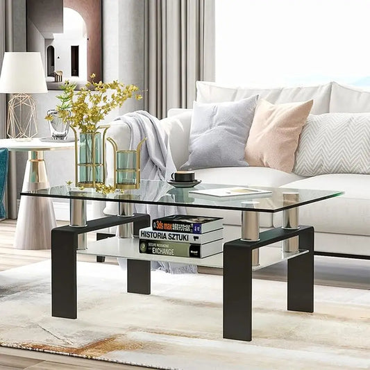 2-Tier Tea Table Modern Side Coffee Table.