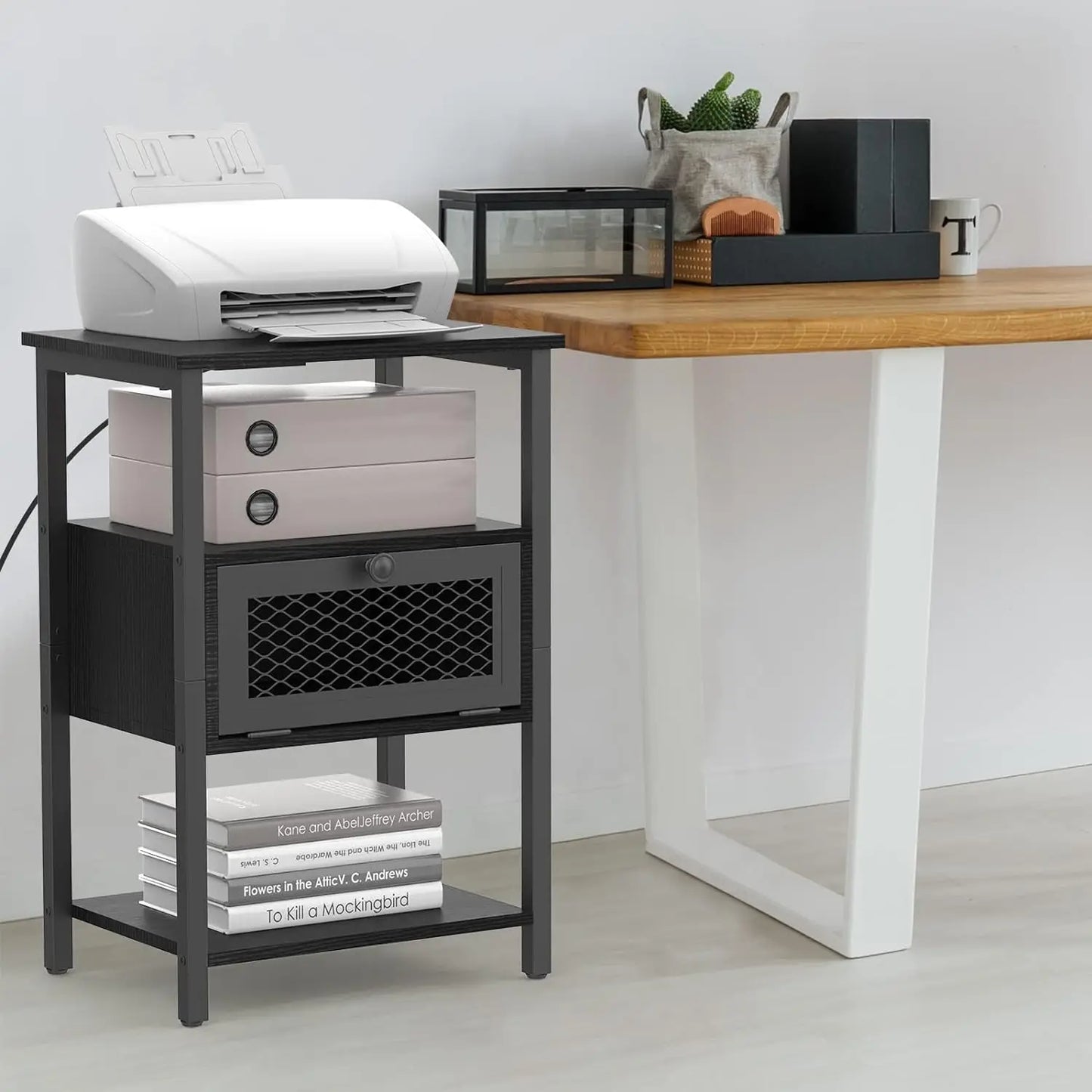 2PCs Modern Nightstand End Tables w/USB Ports.