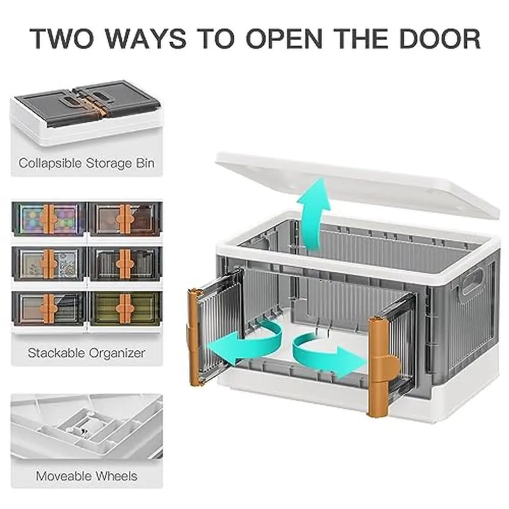 6 Pack Stackable Storage Bins, Collapsible Containers on Wheels.
