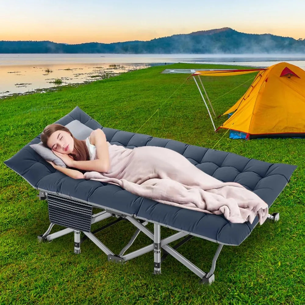 Folding Camping Cots for Adults, 2 Pack Heavy Duty w/Carry Bag.