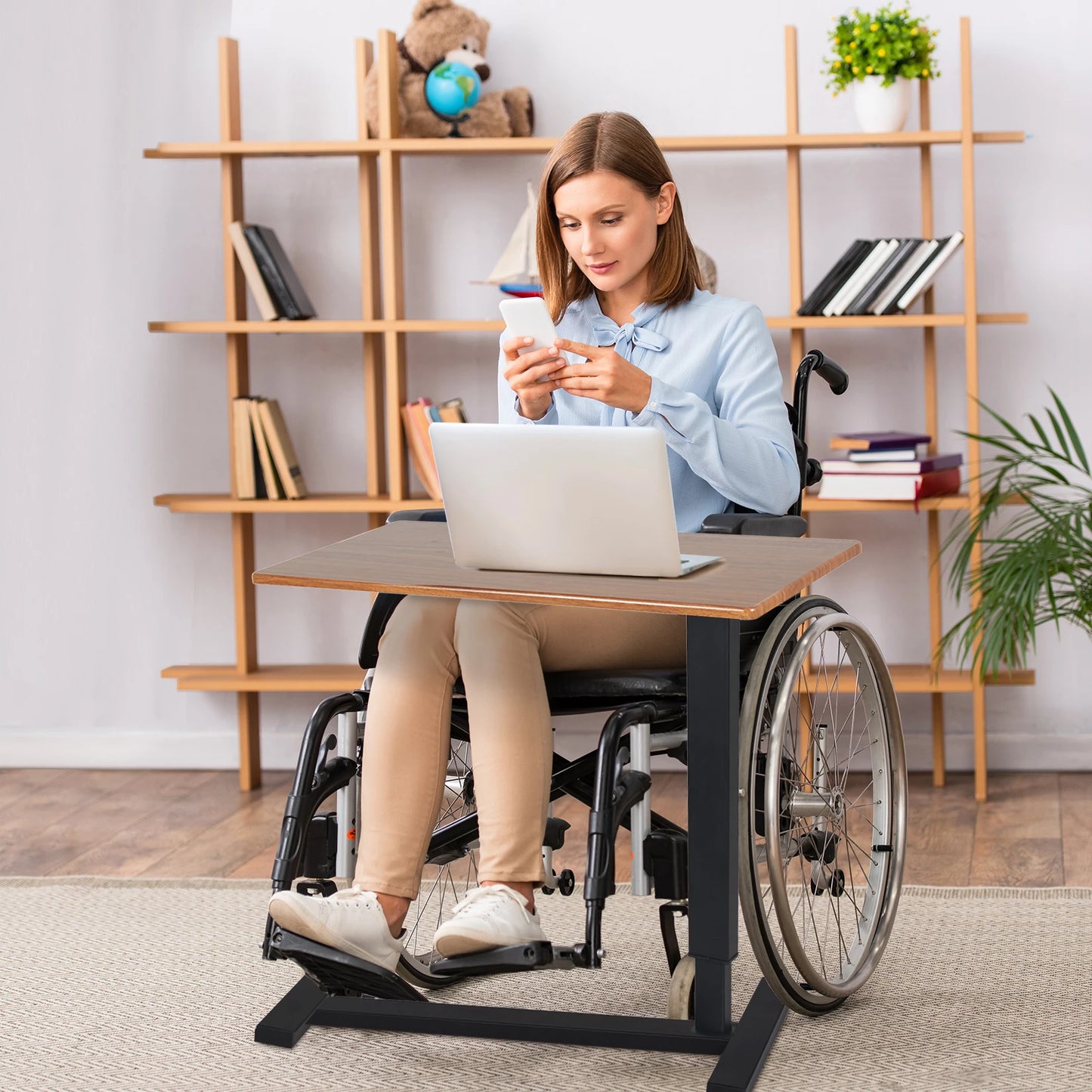 Large Rolling Overbed Laptop Desk, Height Adjustable Table Stand.