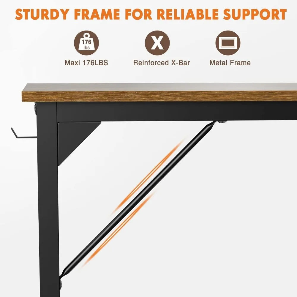 Computer Desk - Writing, Work, Student Simple Wooden Desk.