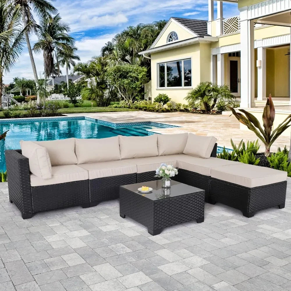 7 Pieces Outdoor PE Wicker Furniture Set.