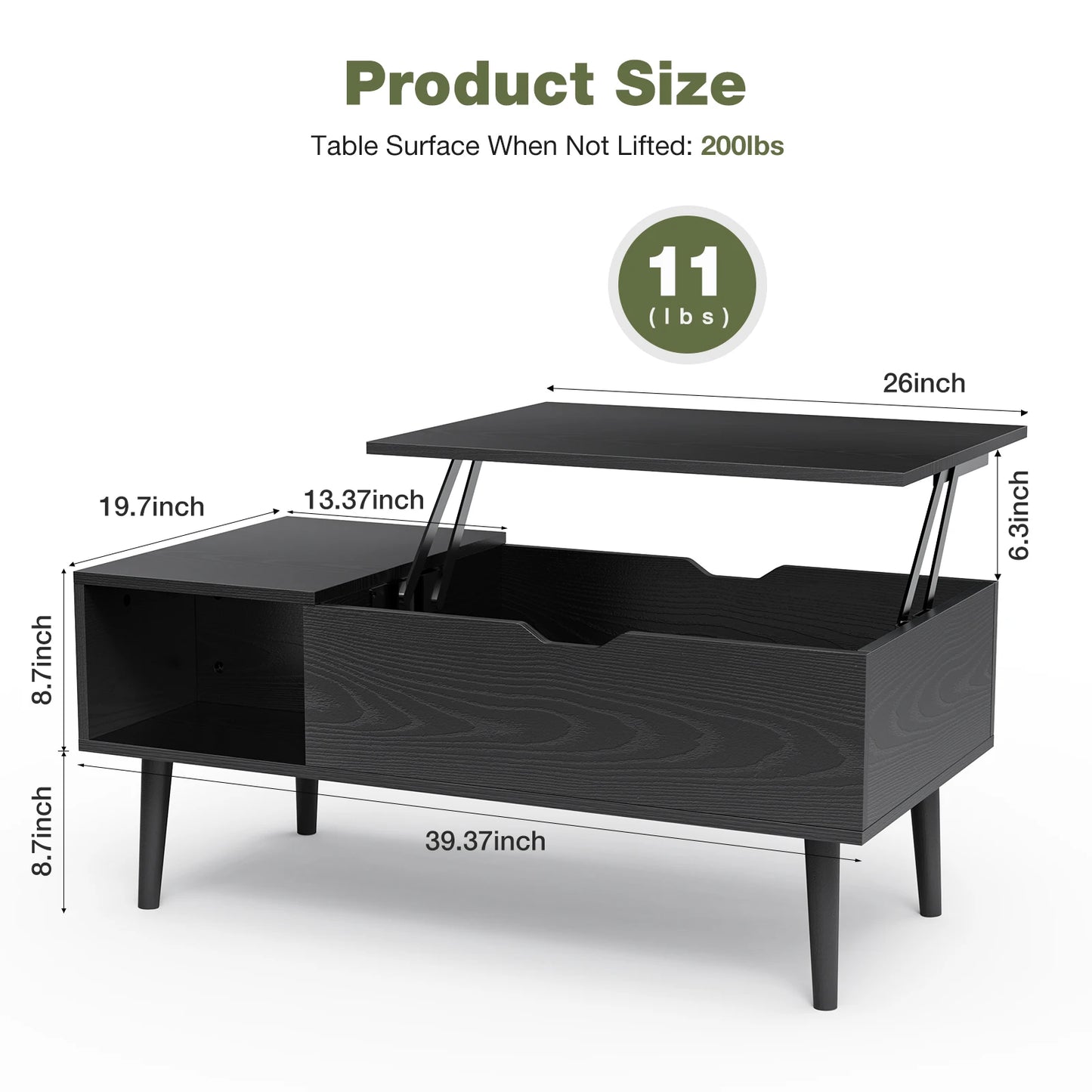 Lift Top Coffee Tables W/ Adjustable Storage Shelf.