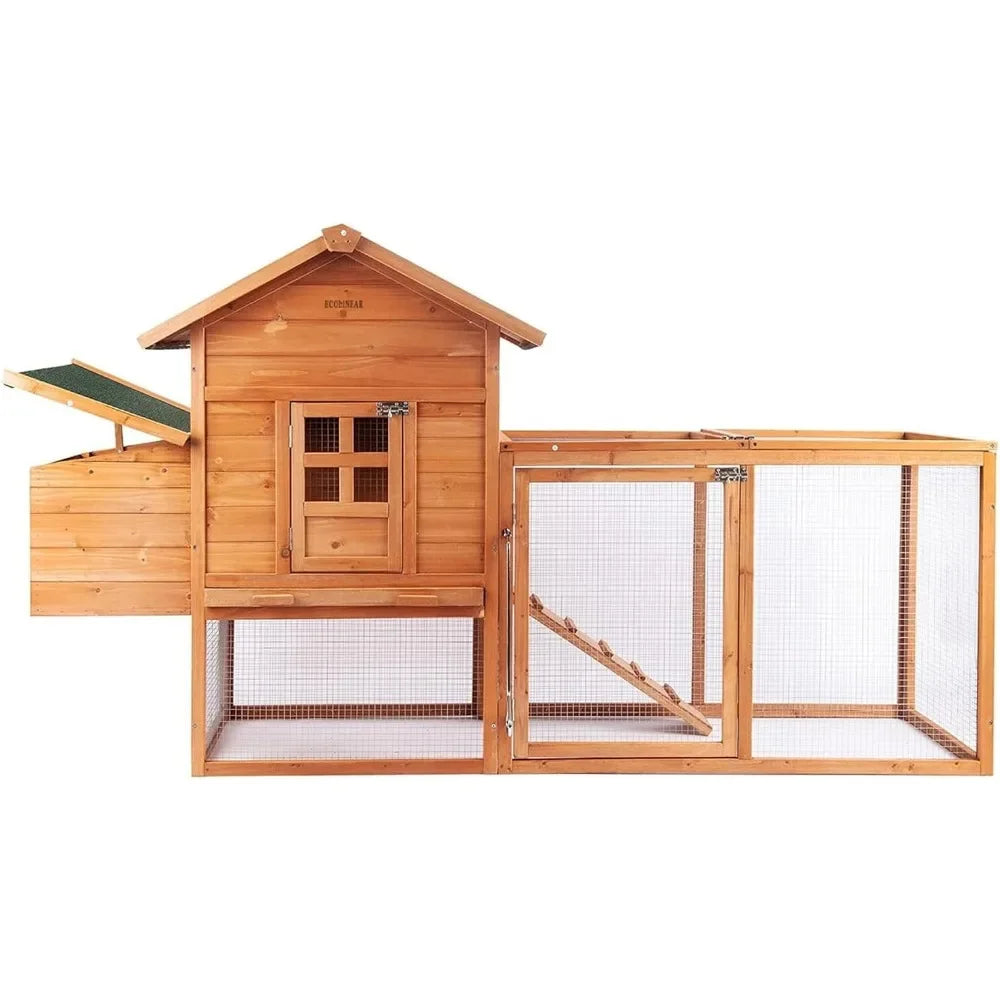 Waterproof Wooden Hen House for 2-4 Chickens, Nesting Box, Cover.