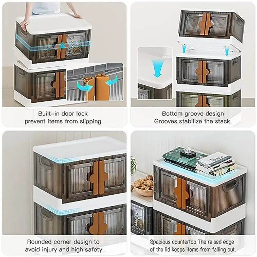 6 Pack Stackable Storage Bins, Collapsible Containers on Wheels.