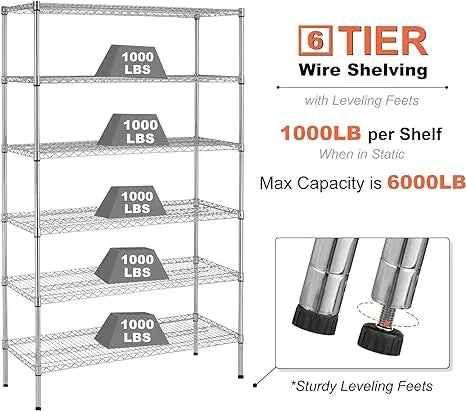 76 H x 48 L x 18 D Heavy Duty Storage Shelves Commercial Wire