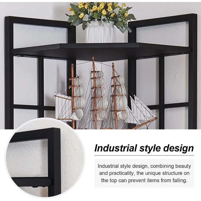 6 Tier Industrial Tall Corner Bookshelf