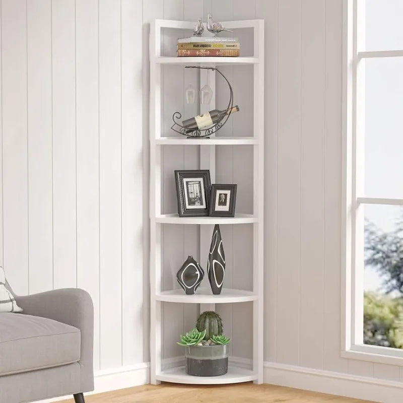 5 Tier Modern Corner Bookshelf