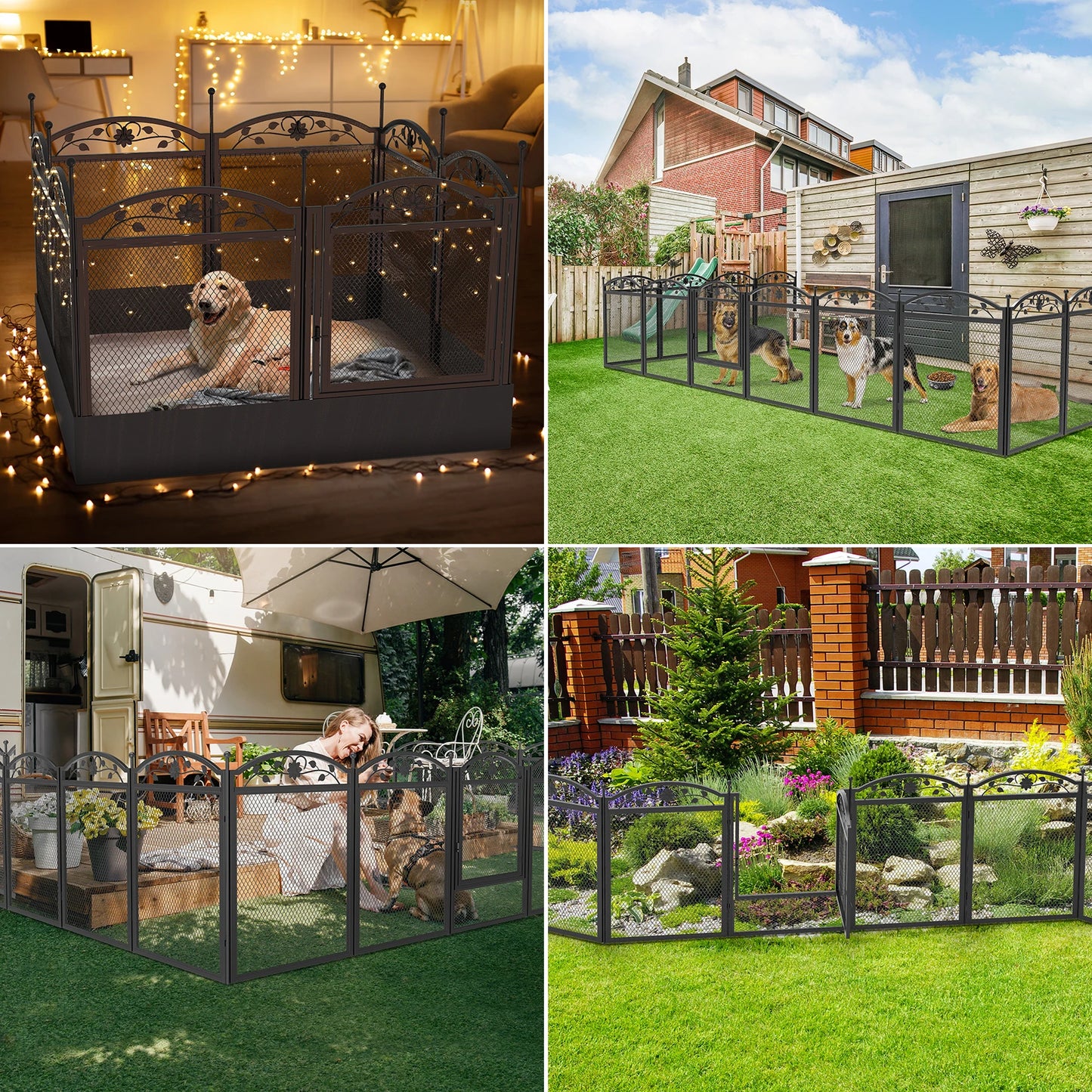 Dog Playpen with 8 Panels and Waterproof Pad