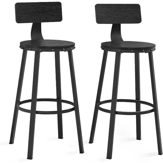 Set of 2 Bar Stools, 28.7 Inches with Back.