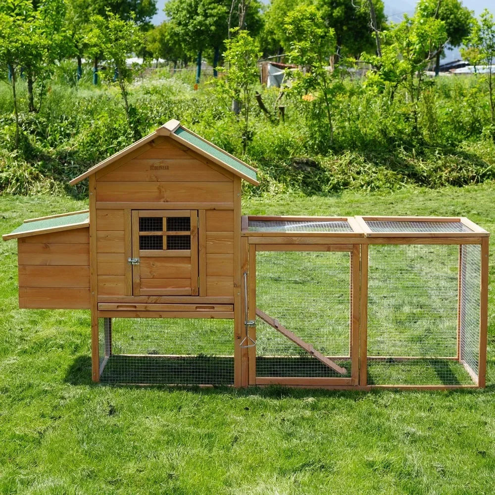 Waterproof Wooden Hen House for 2-4 Chickens, Nesting Box, Cover.