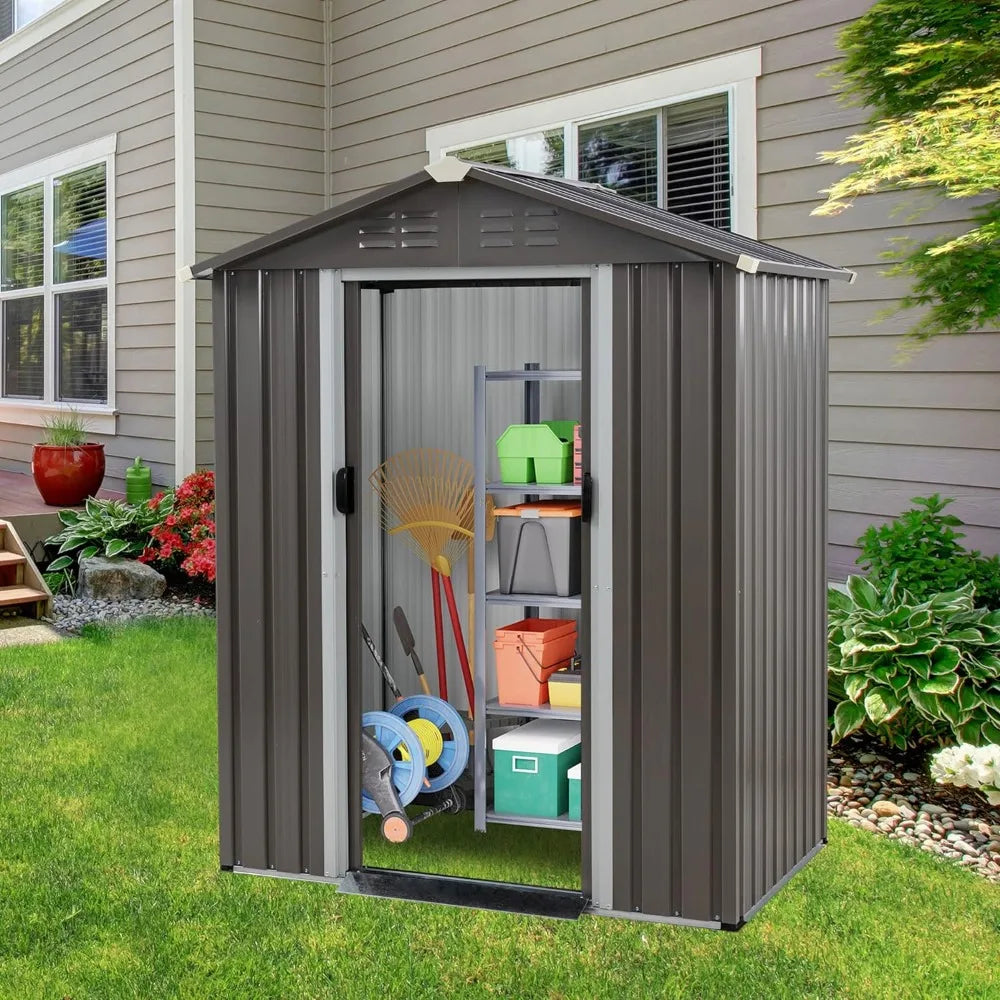 5 x 3 x 6 FT Outdoor Storage Shed, w/Lockable Door, Anti-Corrosion.