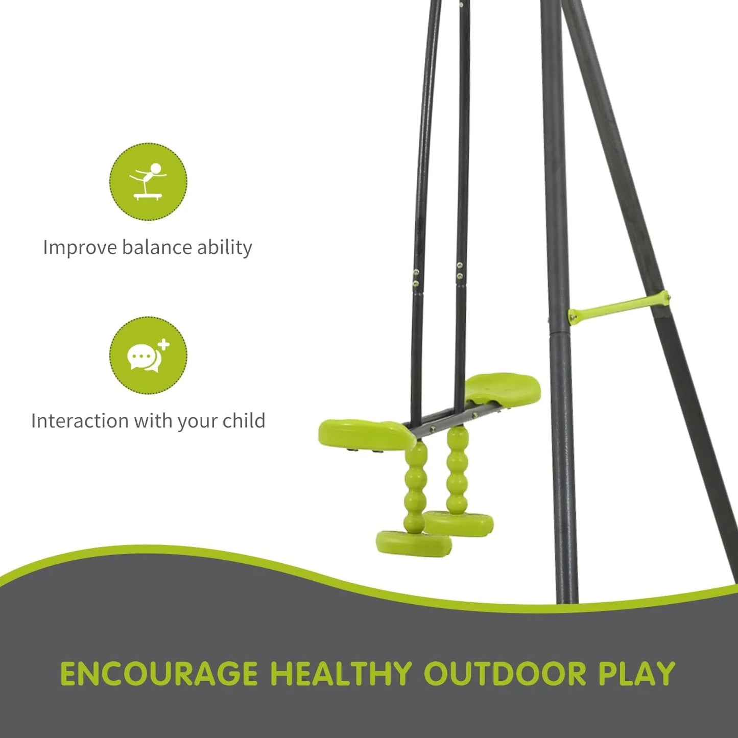 3 Swing Set Outdoor Heavy-Duty Metal Playset.