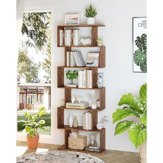 Geometric Bookshelf 6-Tier S Shaped