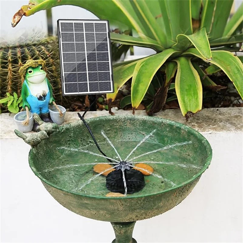 3.5W Solar Fountain Pump for Bird Baths. Glass Solar Panel and Nozzle.