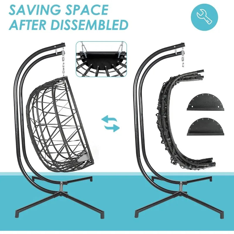 Double Hanging Egg Chair with Stand for 1 or 2.