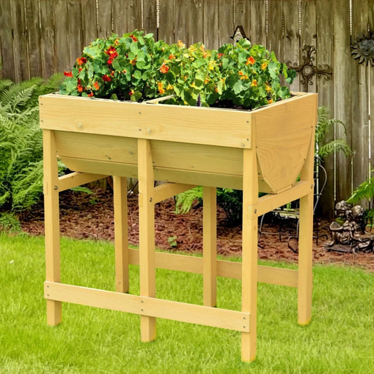 Beautiful Raised, Wooden Planter Vegetable-Flower Bed.