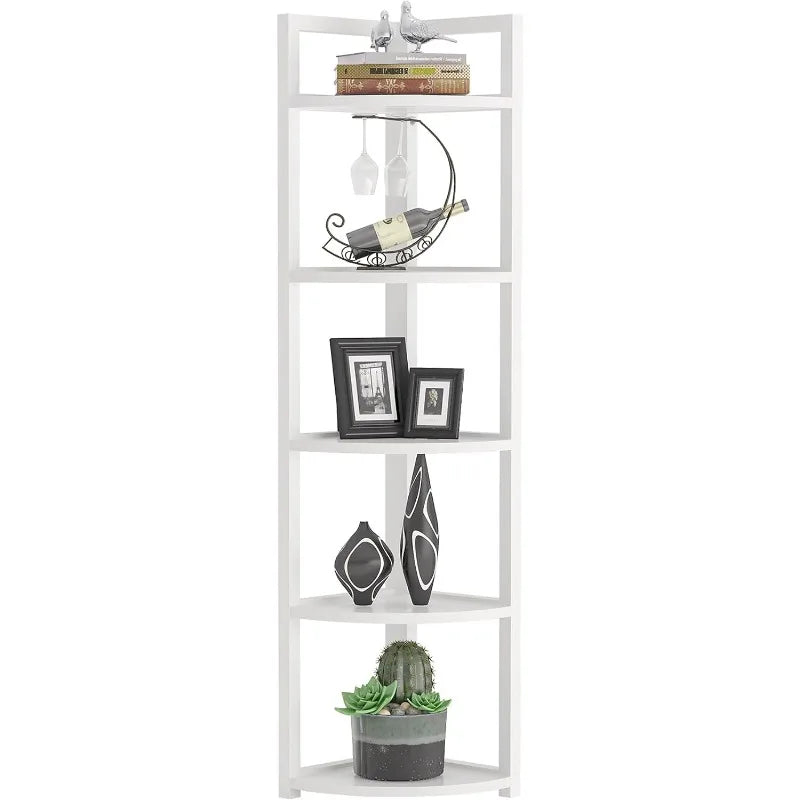 5 Tier Modern Corner Bookshelf