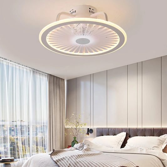 19in Invisible LED Ceiling Fan Light, Modern, Remote Control Dimmable.