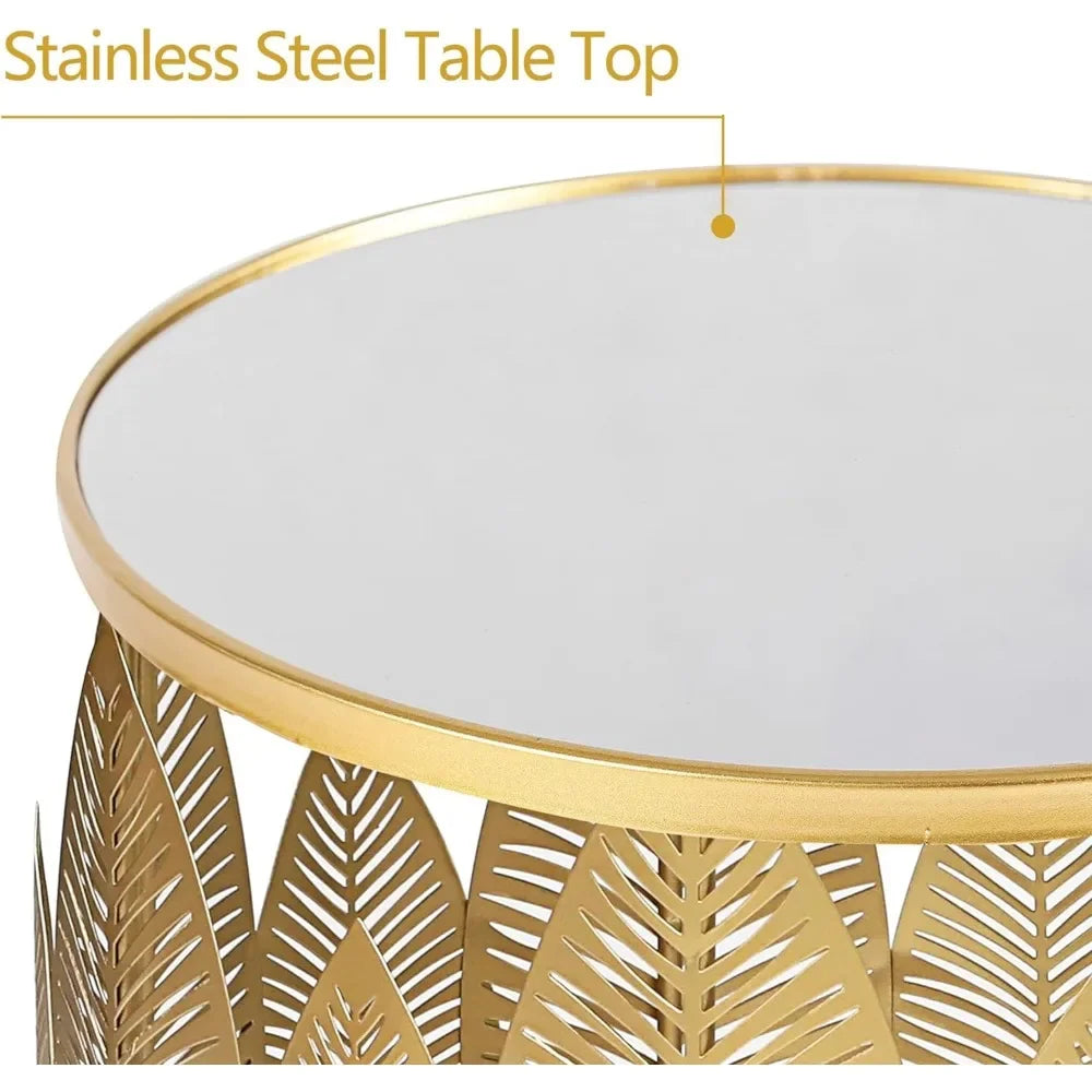 End Tables Set of 2, Gold Nesting Side Coffee Table.