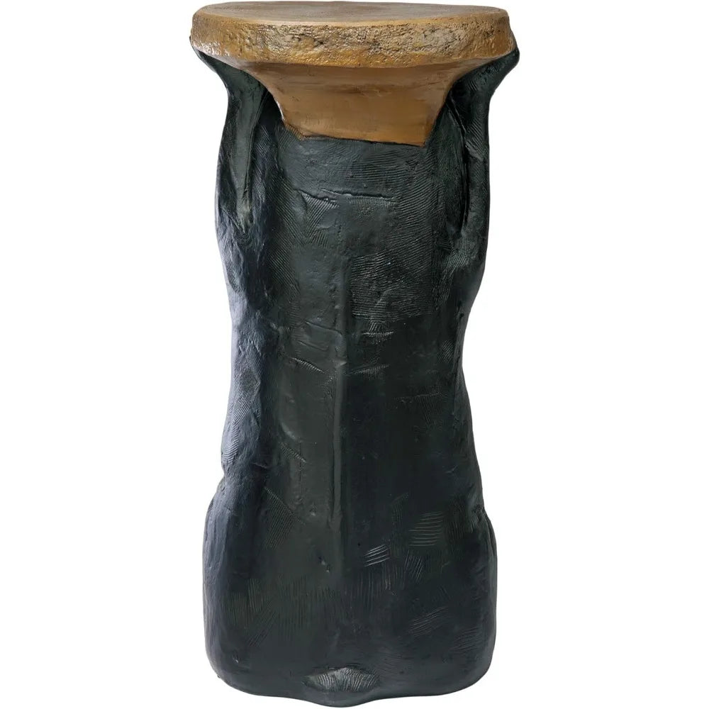 Forest Pedestal Table Rustic Decor, 24" High, Handcast Polyresin.