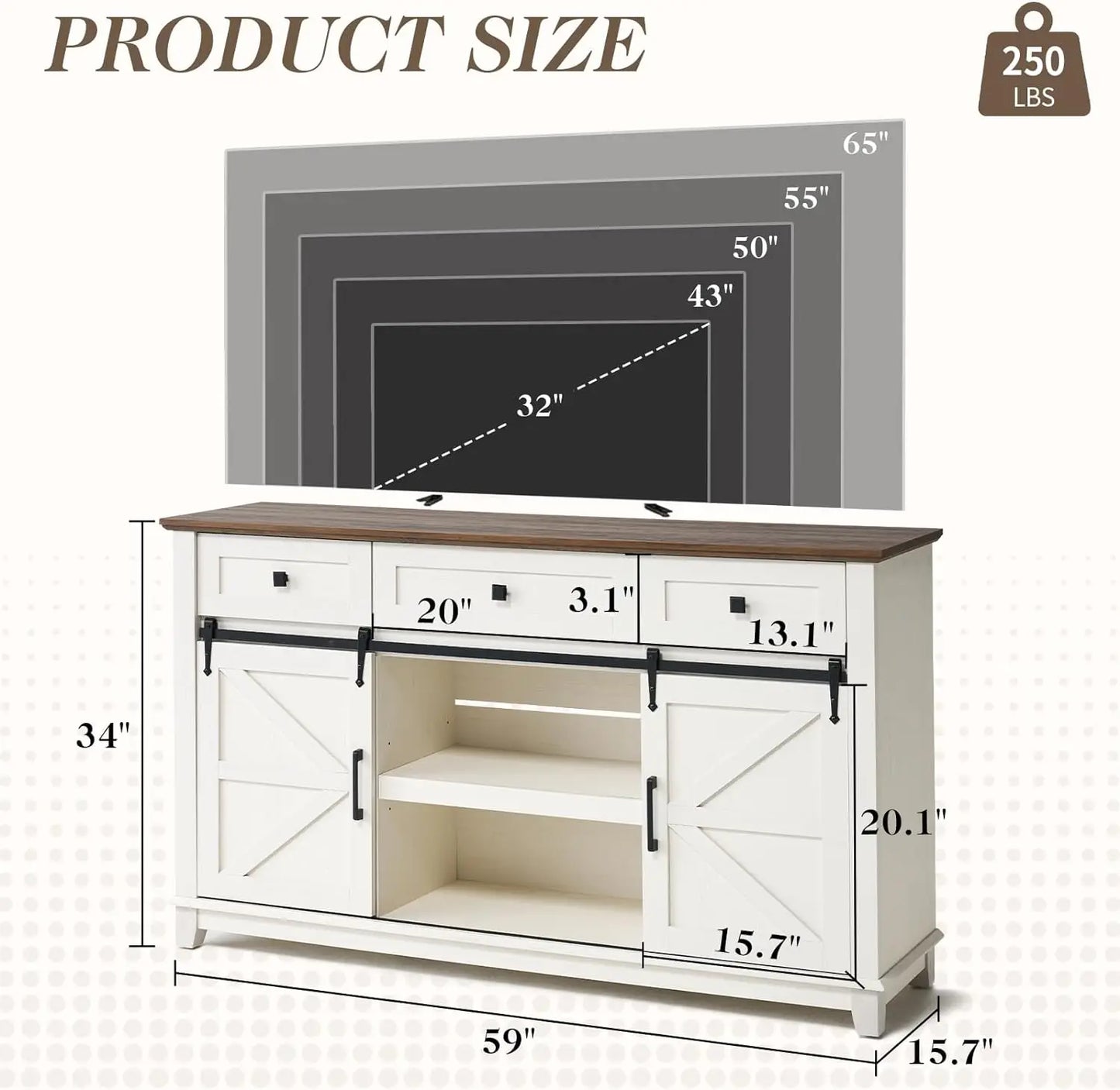 Farm House Rustic Entertainment Center for TVs up to 65".