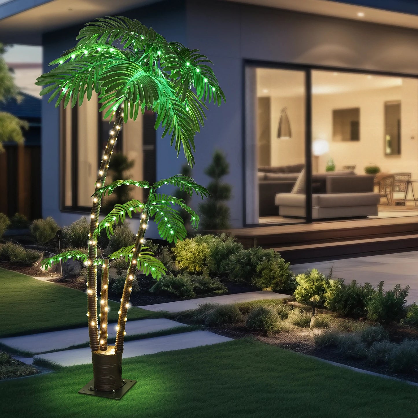 6ft Solar Lighted Palm Tree LED Artificial Palm.