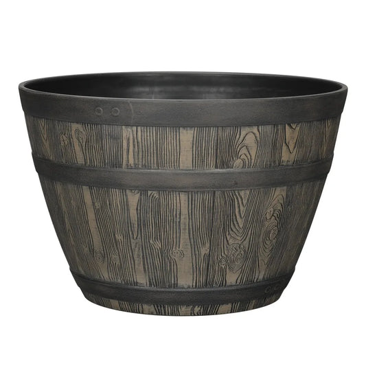 20"x20"x13" Brown Resin Whiskey Barrel Planter.