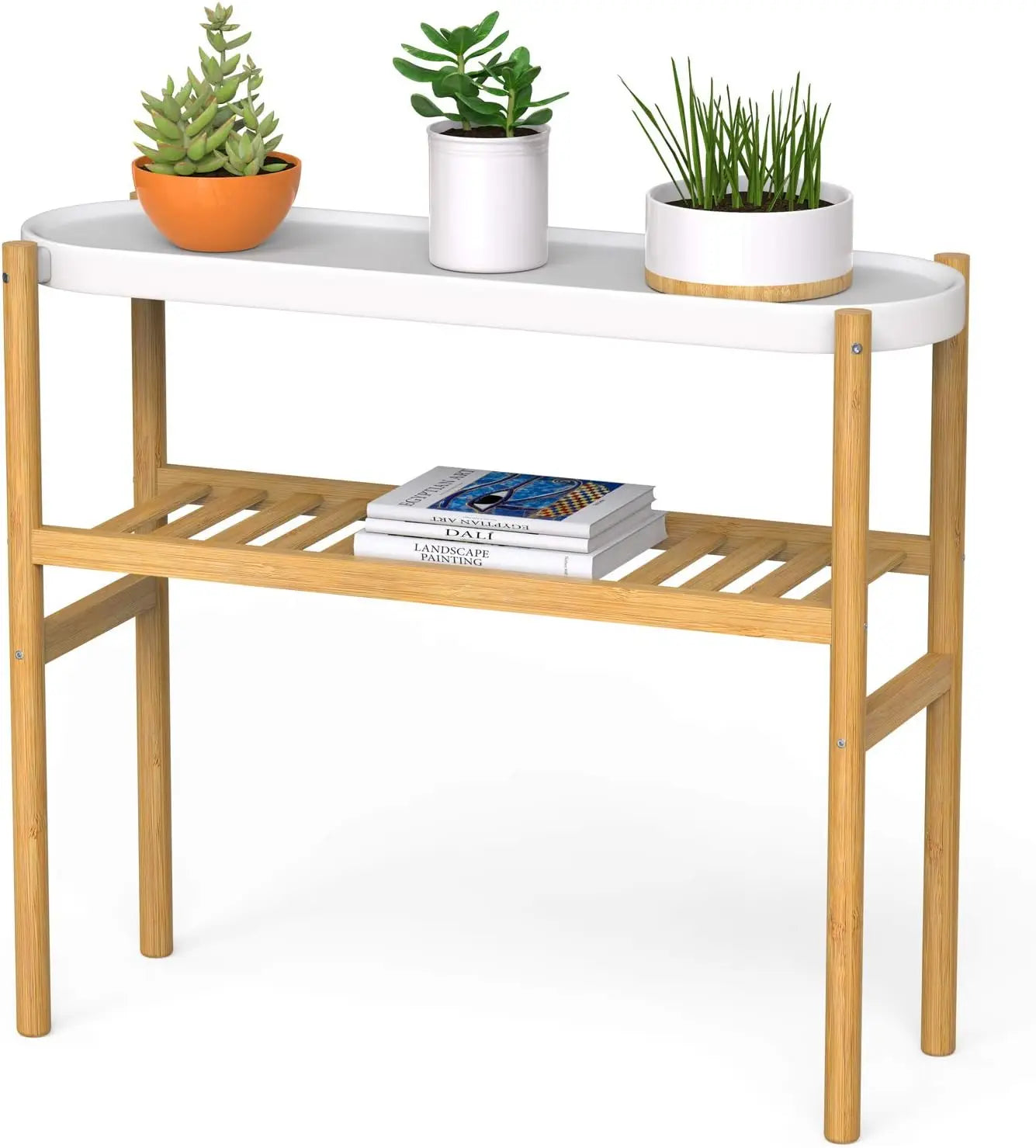 2 Tier Bamboo Tall Stand Table.