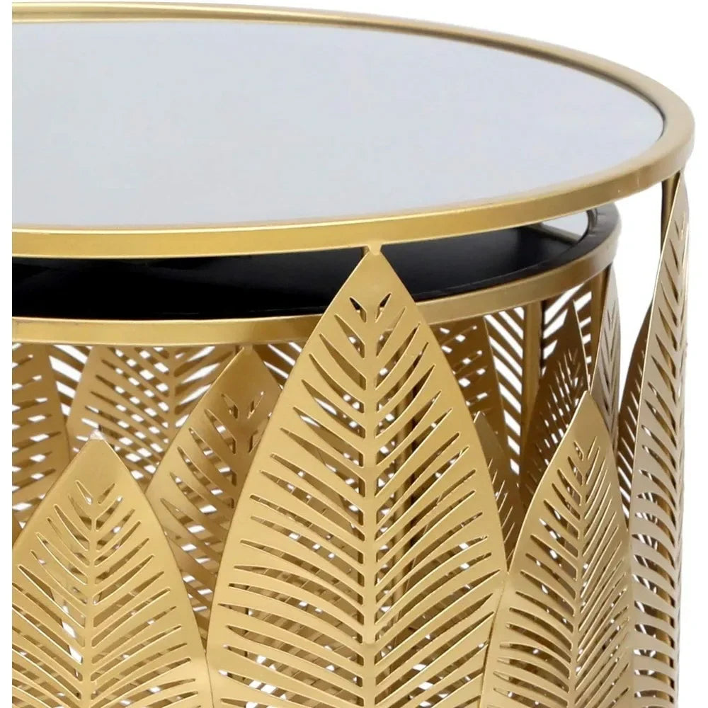 End Tables Set of 2, Gold Nesting Side Coffee Table.