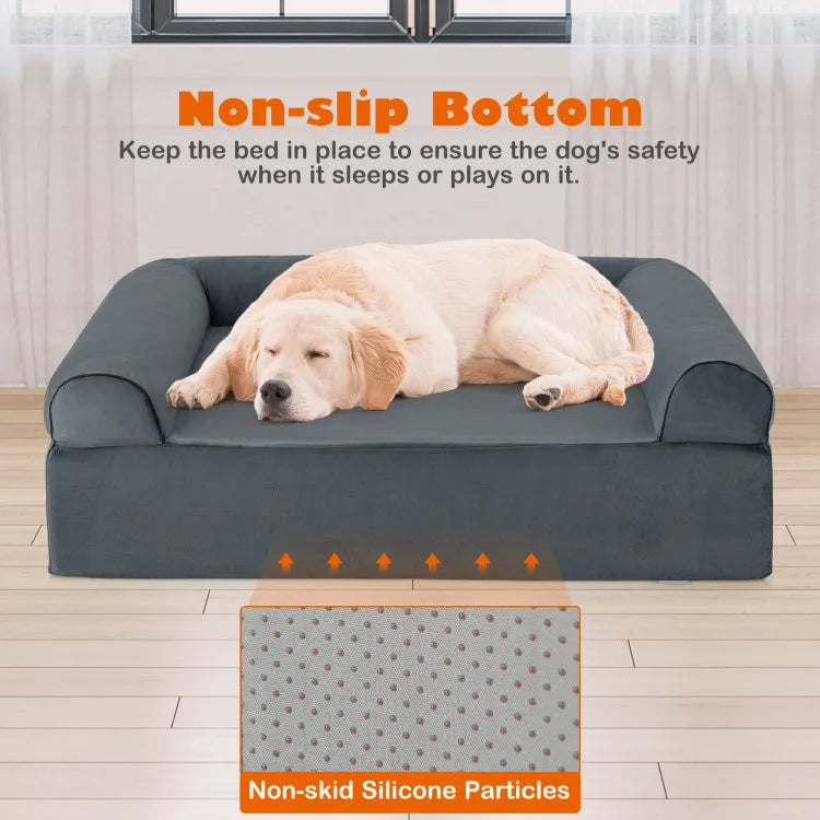 Orthopedic Dog Bed Memory Foam with Headrest.