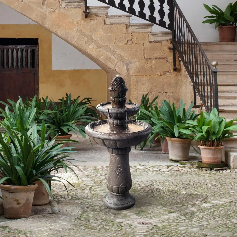 39 Inch H Deluxe Pineapple Pedestal Fountain.