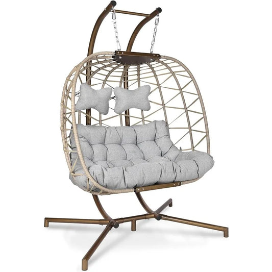 Double Hanging Egg Chair with Stand for 1 or 2.