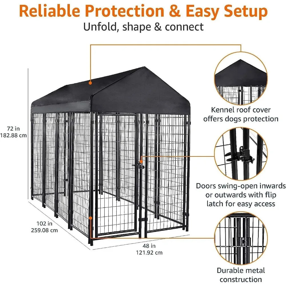 Welded Outdoor Wire Crate Kennel for Cat, Dog Large