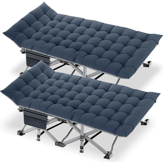 Folding Camping Cots for Adults, 2 Pack Heavy Duty w/Carry Bag.