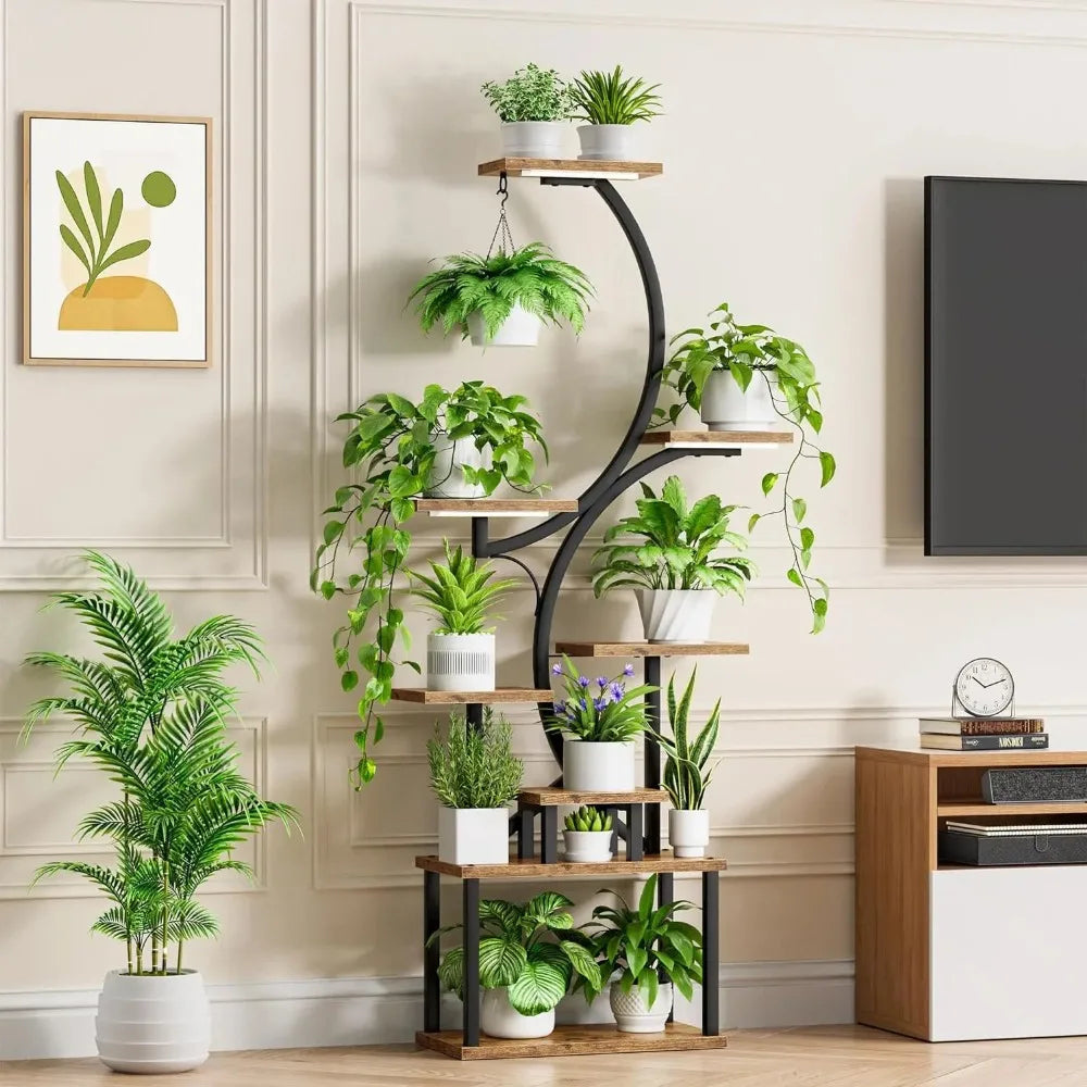 62" Plant Stand Indoor with Grow Lights, 8 Tiered.