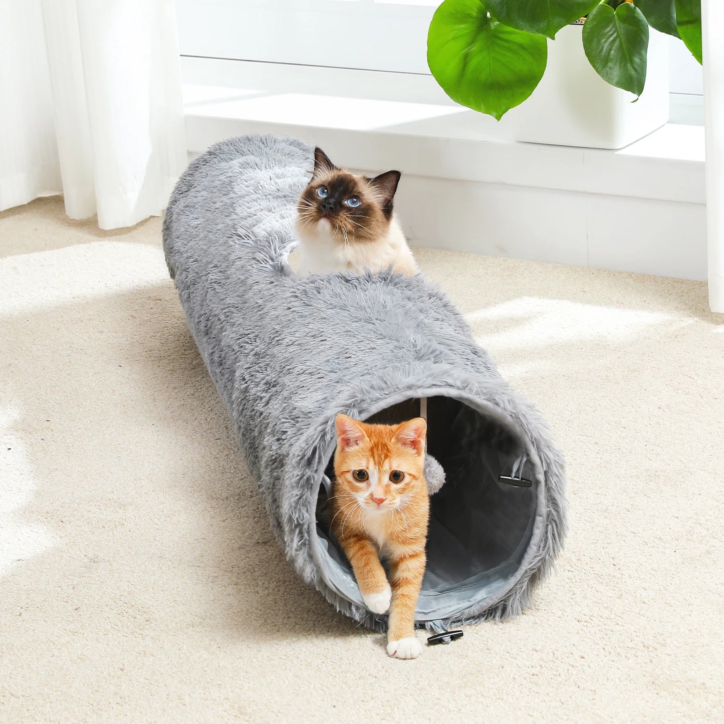 Large Tunnel, Collapsible Fluffy Toy for Cat, Rabbits & Puppies.