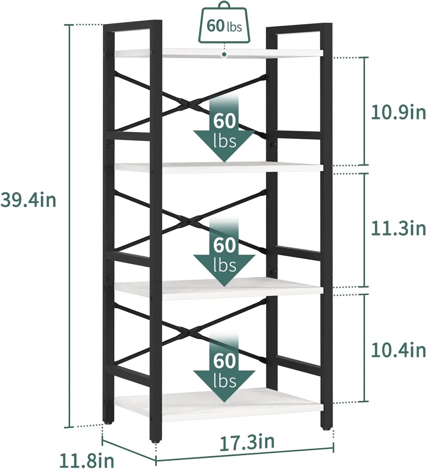 4 Tier Industrial Bookshelf -Organizer for CD/Movie/Book